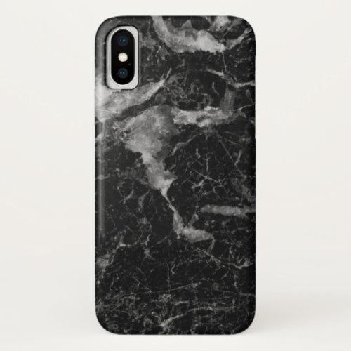 Black  Gray Faux Marble Texture iPhone X Case