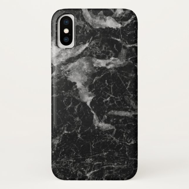 Black & Gray Faux Marble Texture Case-Mate iPhone Case (Back)