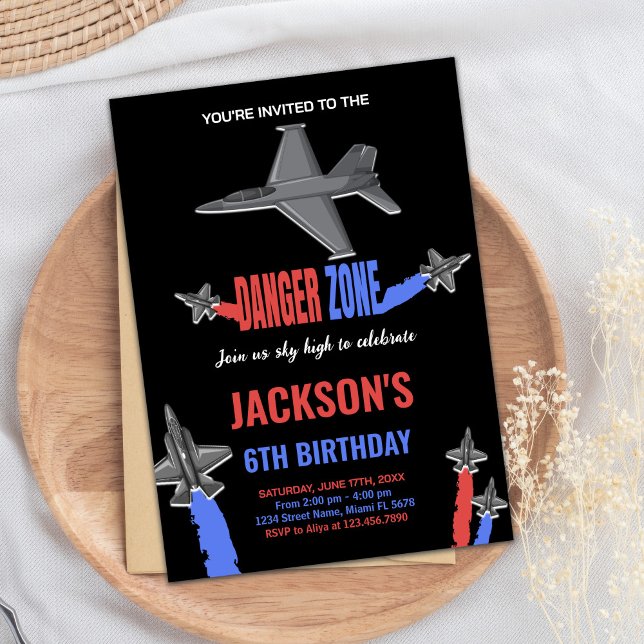 Black Gray Fighter Jet Birthday Invitations (Black Gray Fighter Jet Birthday Invitations)