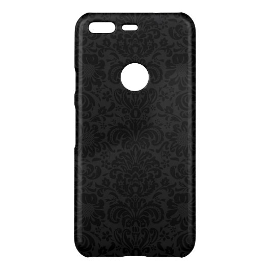 Black & Gray Floral Damasks Pattern Uncommon Google Pixel Case (Back)