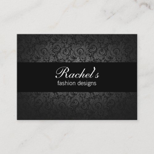 black gray floral fashion coutoure business card