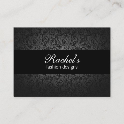 Customizable black gray floral fashion coutoure business card