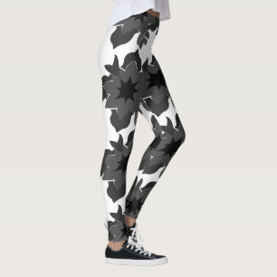 Black Gray Flowers Floral  Leggings