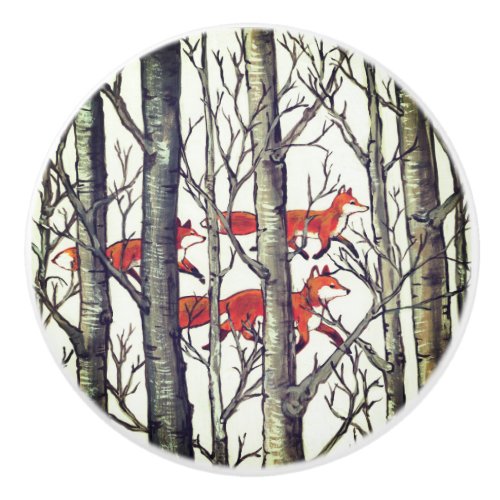 Black Gray Fox Foxes Forest Woodland Drawer Pull
