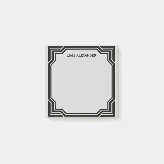 Black & Gray Framed Classic Border | Personalized Post-it Notes (Front)
