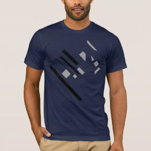 Black Gray Geometric Abstract Diagonal MCM Look T-Shirt