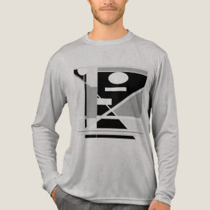 Black Gray Geometric MCM-inspired Abstract Art Tri-Blend Shirt