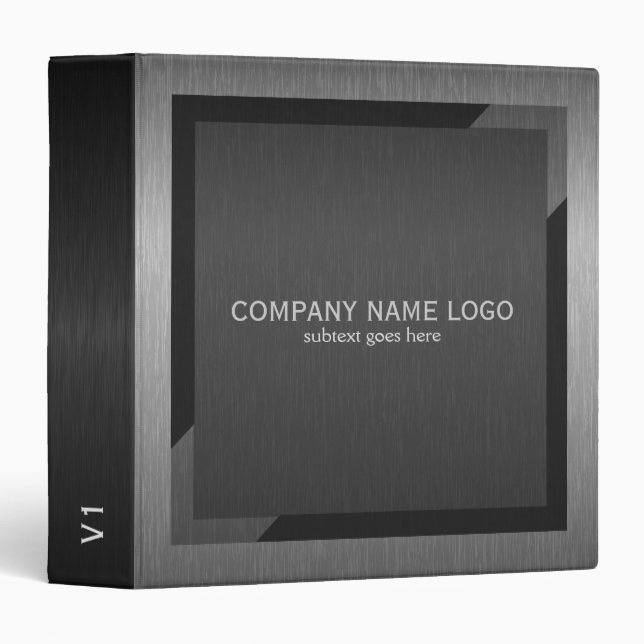 Black & Gray Geometric Metallic Design Binder (Front/Spine)