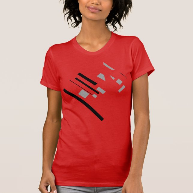 Black Gray Geometric Shapes Diagonal MCM-inspired T-Shirt (Front)