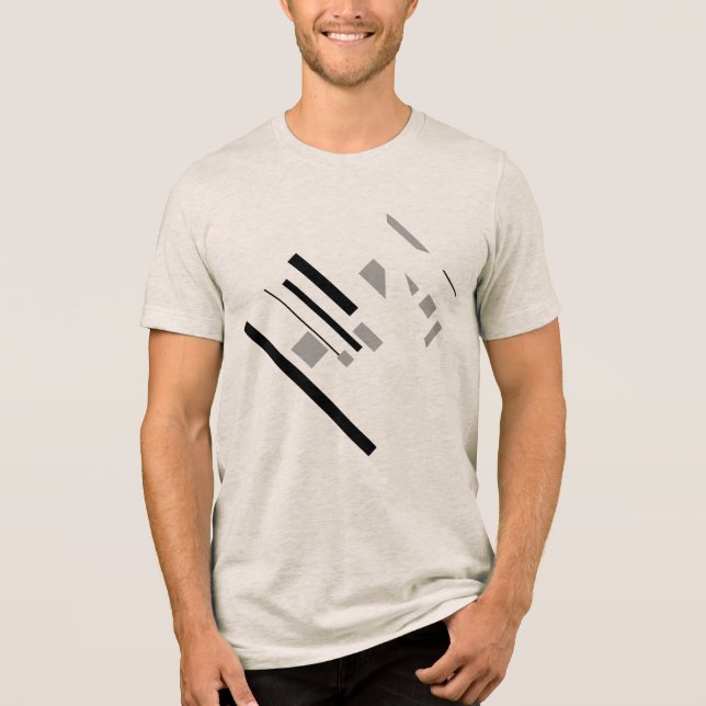 Black Gray Geometric Shapes Diagonal MCM Look Tri-Blend Shirt (Front)