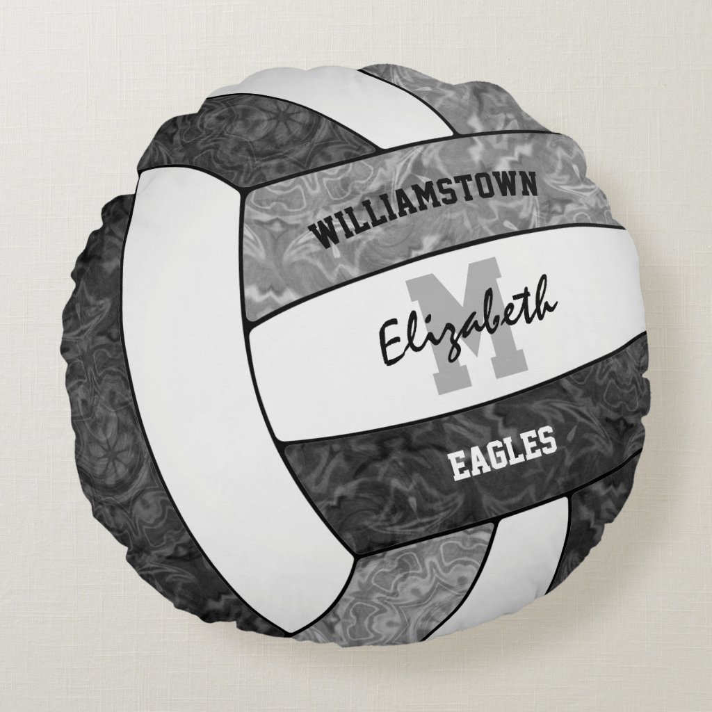 black gray team colors girls volleyball personalized pillow