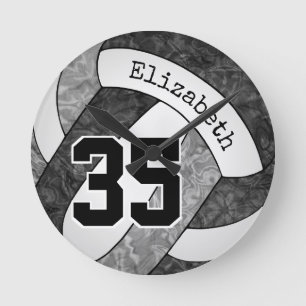 black gray girls' volleyball team colors custom round clock