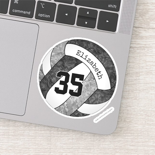 black gray girls volleyball w player name number sticker (Detail)