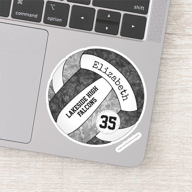 black gray girls' volleyball w school team name sticker (Detail)