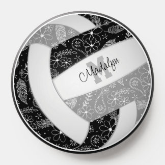 black gray girly boho feathers volleyball PopSocket