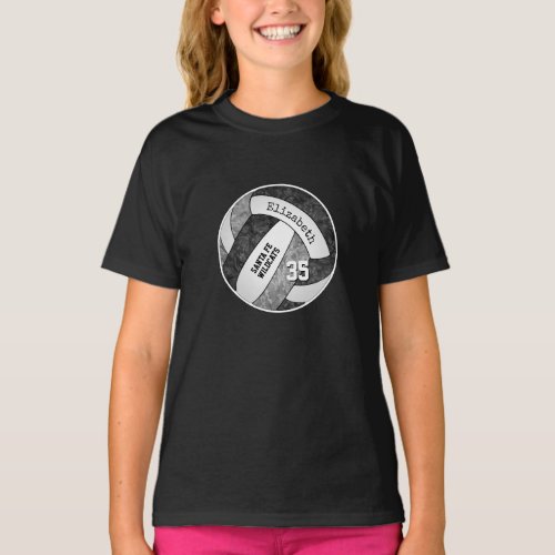black gray girly volleyball team colors T_Shirt