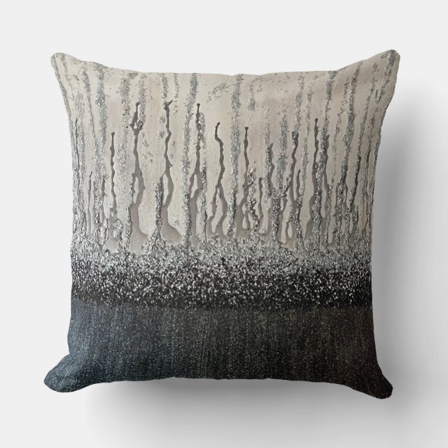 Black & Gray Glam Collection Throw Pillow (Front)
