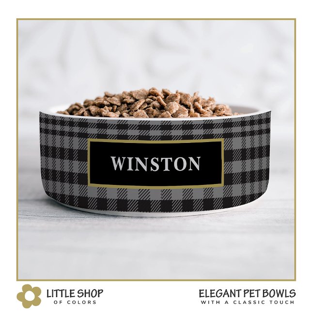 Black Gray Glen Plaid Customized Bowl (Creator Uploaded)