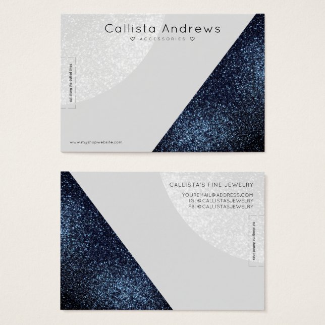 Black Gray Glitter Geo Heart Bracelet Display (Front & Back)