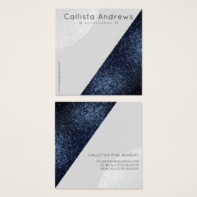 Black Gray Glitter Geo Heart Earring Display (Front & Back)