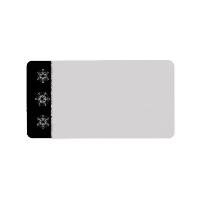 Black Gray Glitter Snowflakes Return Address Label (Front)