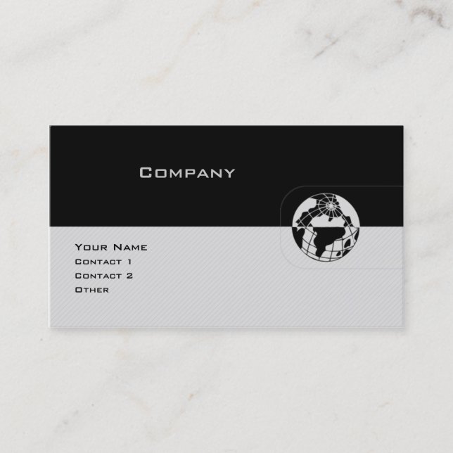 Black & Gray Globe Business Card (Front)