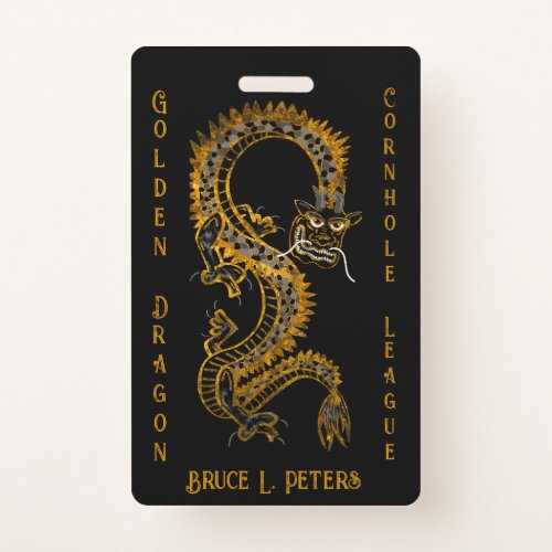 Black Gray Gold Dragon Cornhole League Membership Badge