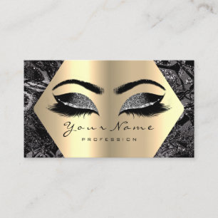 Black Gray Gold Glitter Makeup Artist Lashes Business Card