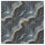 Black, Gray &amp; Gold Marble  Fabric