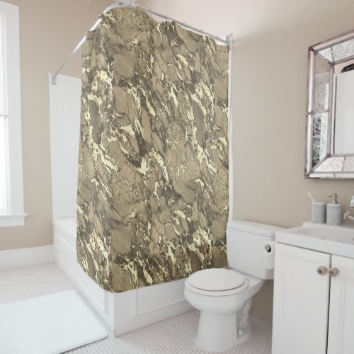 Black Gray  Gold Marble Shower Curtain