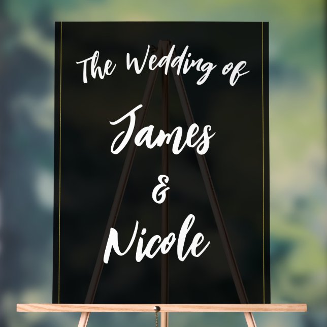 Black Gray Gold Modern Minimal Elegant Wedding Acrylic Sign (Neutral)