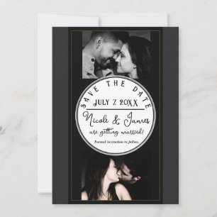 Black Gray Gold Modern Minimal Save the Date