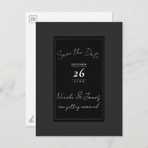 Black Gray Gold Modern Minimal Save the Date Announcement Postcard