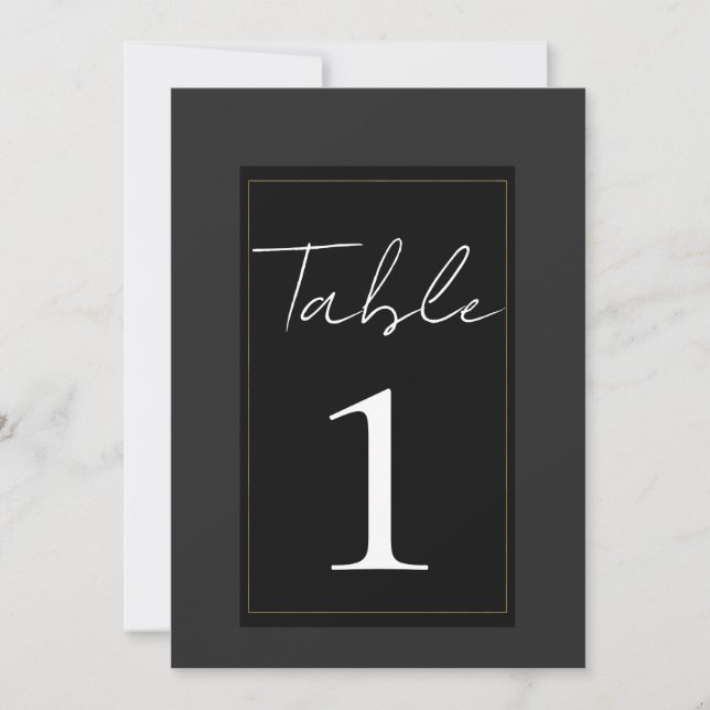 Black Gray Gold Modern Minimal Table Number (Front)