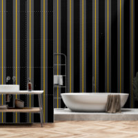 Black Gray Gold Ultra Wide Six Inch Awning Stripe