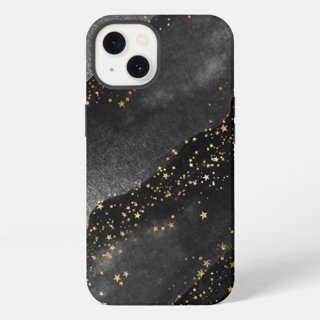 Black gray gradient cosmic star space iphone case (Back)