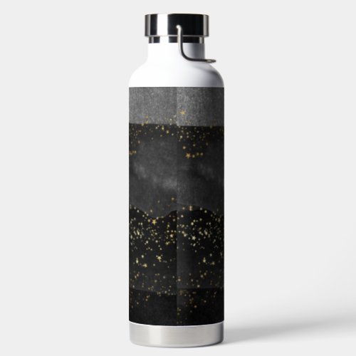 Black gray gradient cosmic star space water bottle