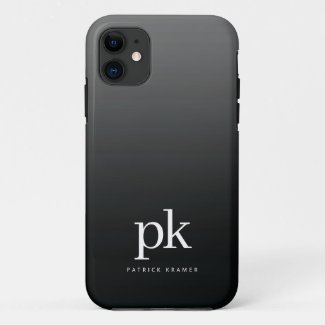 Black Gray Gradient Simple Monogram Initials