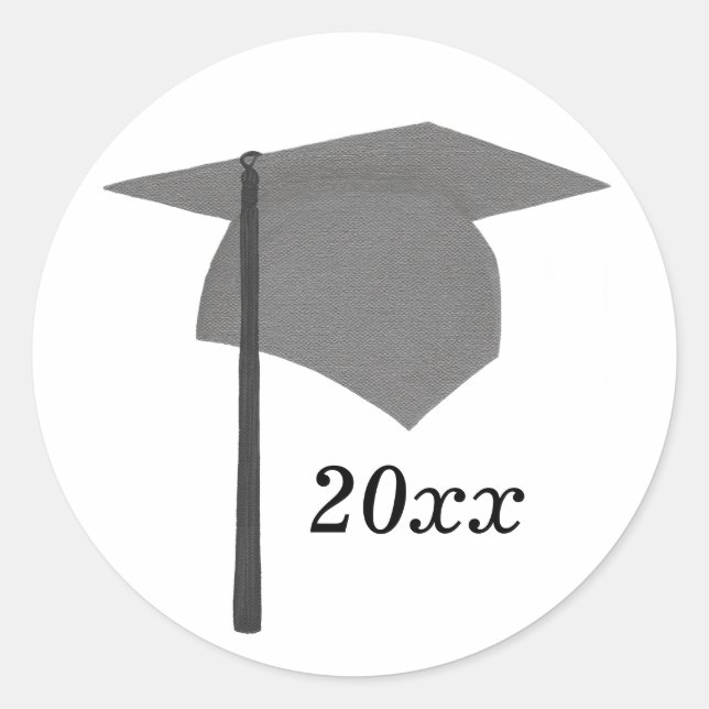 Black & Gray Graduation Cap Stickers, Class of Classic Round Sticker (Front)