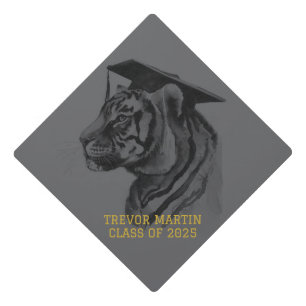 Black Gray Graduation Cap Topper