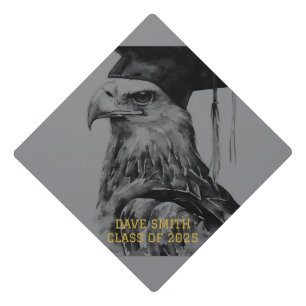 Black Gray Graduation Cap Topper Eagle