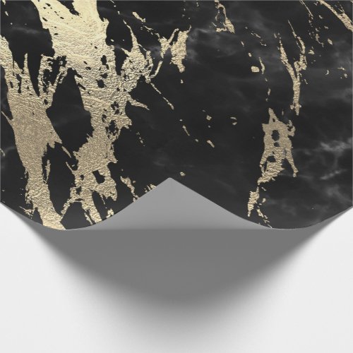 Black Gray Graphite Gold Marble Shiny VIP Wrapping Paper