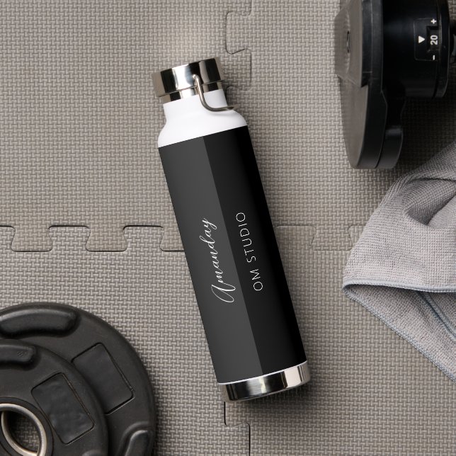 Black Gray Graphite Logo Name Makeup Artist  Water Bottle (Gym)