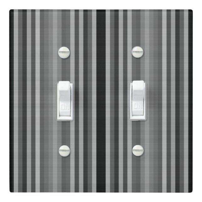 Black Gray Grey Stripes Light Switch Cover (In Situ)