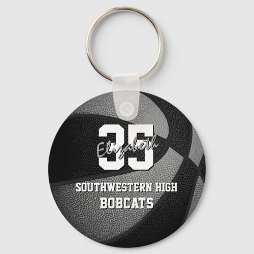 black gray kids sports gifts basketball team name keychain