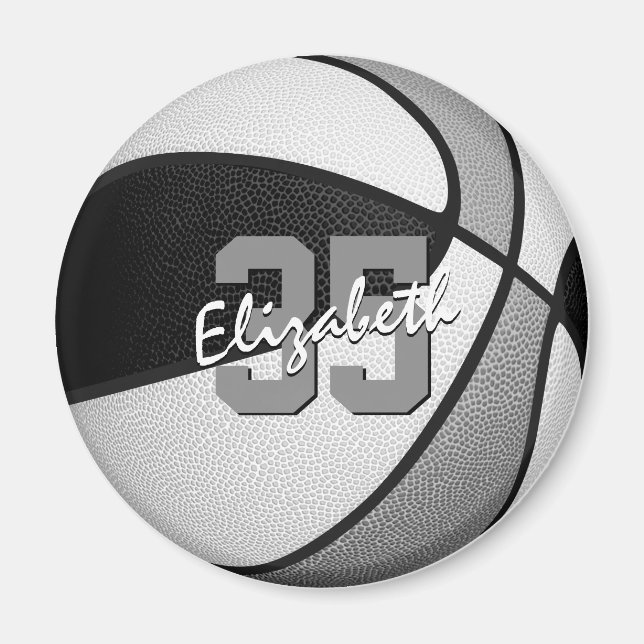 black gray kids sports party favors basketball magnet (Front)