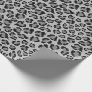 Black gray Leopard pattern, cheetah pattern Wrapping Paper