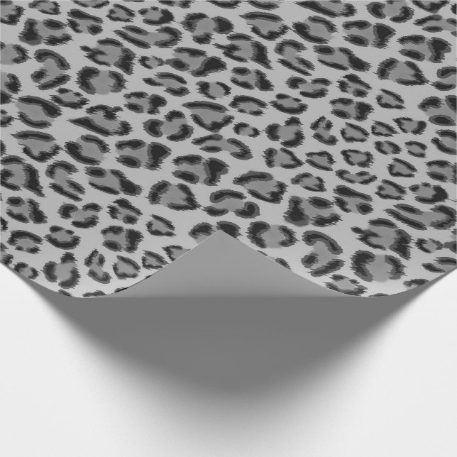 Black gray Leopard pattern, cheetah pattern   Wrapping Paper (Corner)