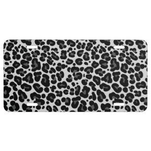 Black Gray Leopard Print cheetah License Plate