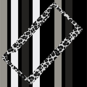 Black Gray Leopard Print cheetah License Plate Frame